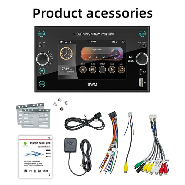 A3121 Android 12 GPS Navigation Car Multimedia Player, 1GB+32GB, Support iOS CarPlay / Android Auto / Mirrorlink / WiFi(Black)