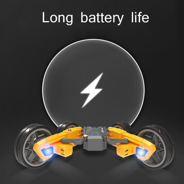 Stunt High-Speed Deformation Electric Remote Control Car Children Double-Sided Rolling Toy Off-Road Vehicle(Yellow)