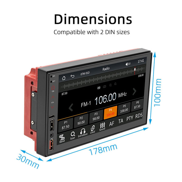 FS02C 7 inch HD Capacitive Touch Screen Car MP5 Player Supports Bluetooth Reverse&Mobile Phone Internet&Wired CarPlay + Android Auto