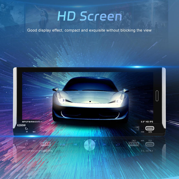 Single Spindle 6.9 inch MP5 With Knob Player Carplay Function Car MP4 Backup Camera, Specification: Standard+12 Light Camera