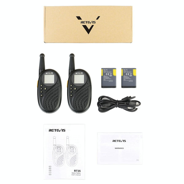 1 Pair RETEVIS RT35 0.5W US Frequency 462.550-467.7125MHz 22CH Handheld Children Walkie Talkie(Black)