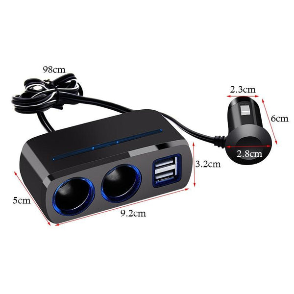 SHUNWEI SD-1928A 80W 3A Car 2 in 1 Dual USB Charger Cigarette Lighter