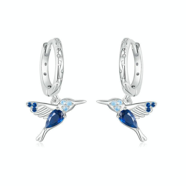 S925 Sterling Silver Platinum Plated Opal Hummingbird Women Earrings(BSE985)