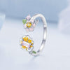 BSR342 Sterling Silver S925 Beautiful Flower Plated Platinum Open Ring