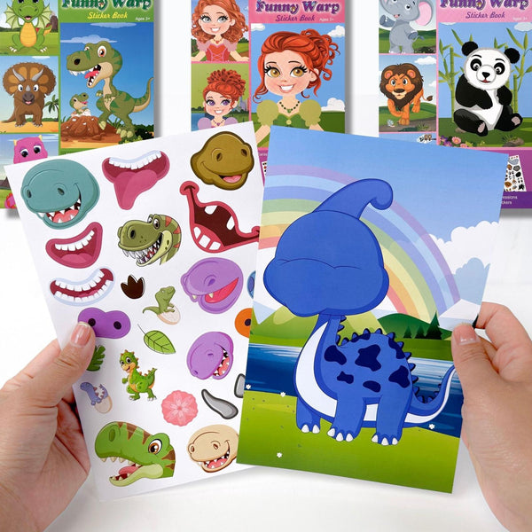 Face Changing Stickers Early Learning DIY Puzzle Stickers Toys(Dinosaur)