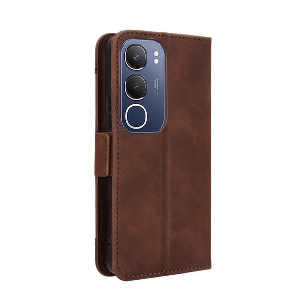 For vivo Y19s 4G Skin Feel Calf Texture Card Slots Leather Phone Case(Brown)