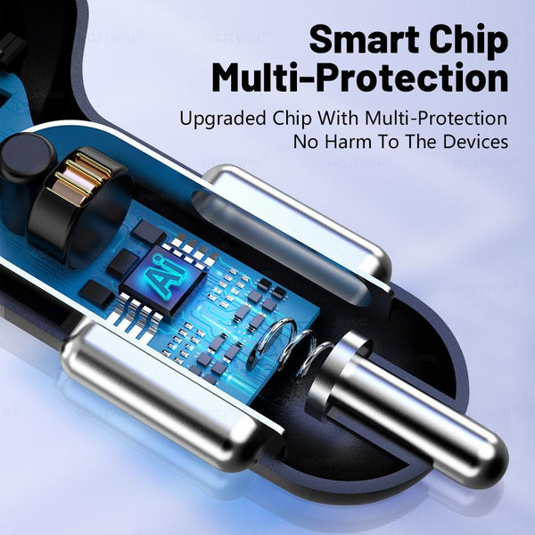 WGS-G37 5 in 1 Digital Display Super Fast Charging Car Charger with Voltmeter (Black)