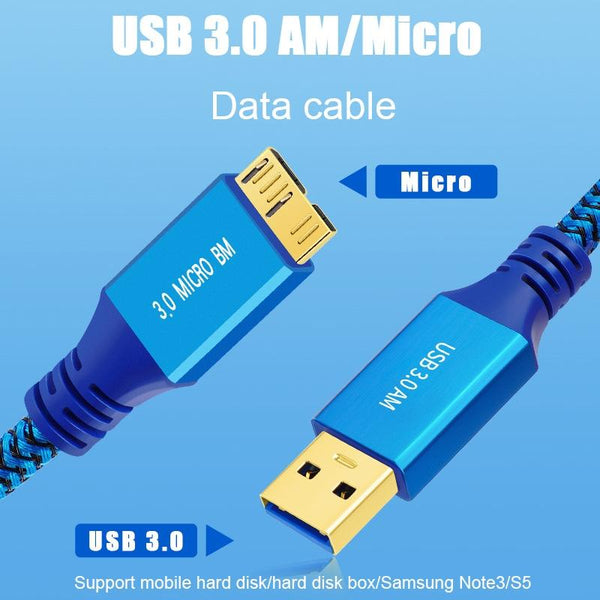 USB 3.0 Male To Micro USB 3.0 Male Braided Cable, Length:0.6m(Blue)
