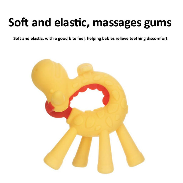 XUNYI Baby Giraffe Rattles Teether Kids Silicone Bite Toy, Spec: Drop Box Pink