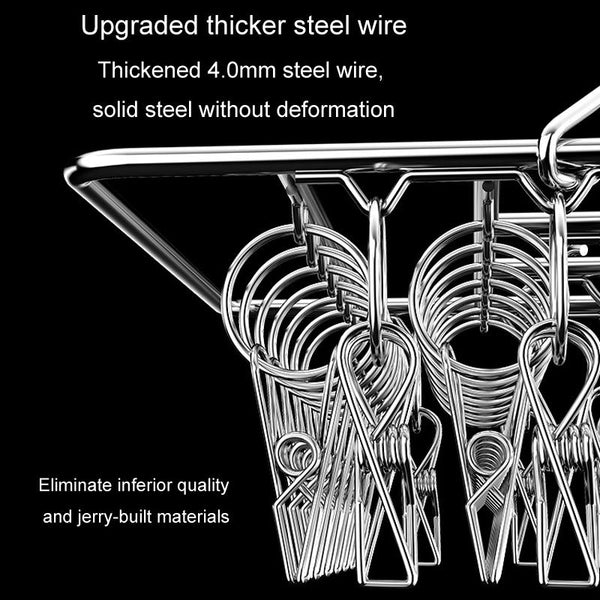 Square Socks Drying Hanger Stainless Steel Multifunctional Windproof Drying Rack, Style: 40x25cm 60 Clips