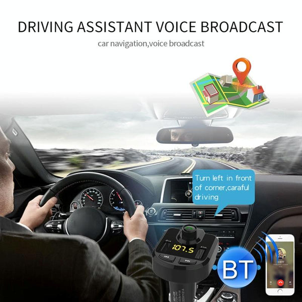 Bluetooth FM Transmitter Wireless In-Car Radio Adapter Music Player Hands-Free Calling Car Kit, Dual USB Charger, Support Bluetooth / Micro SD Card / TF Card / USB Disk