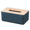 Grooved Drawer Box Home Living Room Tissue Box with Log Cover, Phone Holder Function(Dark Blue)
