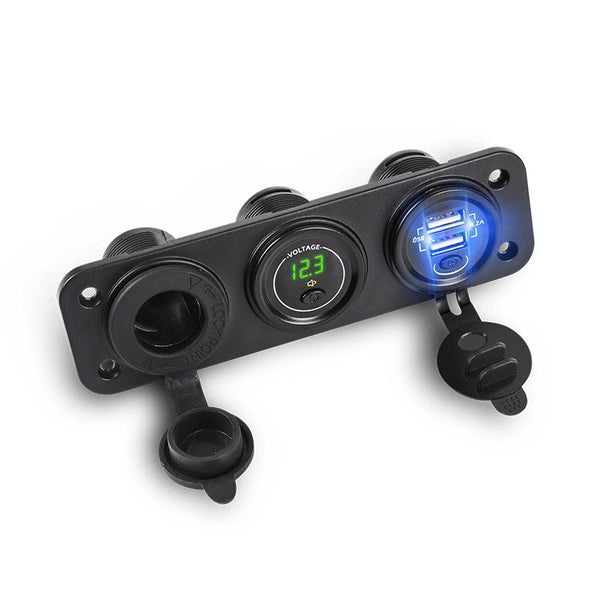 Car Mobile Phone Charger Multi-Port Fast Charging with Cigarette Lighter Multi-Function Digital Display Dual USB Car Charger(Green Light)