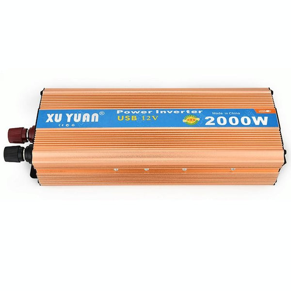 XUYUAN 2000W Inverter with USB Positive And Negative Reverse Connection Protection, Specification: Gold 12V to 110V