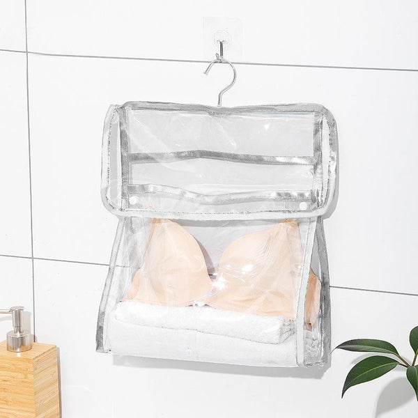 Home Wall Mounted Transparent Underwear Storage Bag, Color: Silver Edge (Small)
