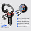 BW15 110W 3 in 1 Charging Cable & Dual USB Port Car Charger (Red)