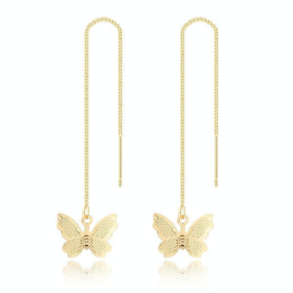 E2210-10 Butterfly Long Ear Wire Women Simple Earrings