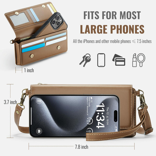 CaseMe Me30 Multi Functional Diagonal Cross Bag Phone Case(Brown)