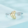 SCR907 Sterling Silver S925 Electroplated Croissant Two-Tone Open Ring