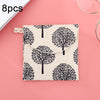 8pcs Cotton and Linen Sanitary Napkin Storage Bag Handy Clutch Bag(Black Tree)
