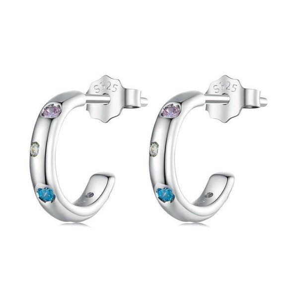SCE1532 Sterling Silver S925 Platinum-plated Colorful Zirconium Earrings