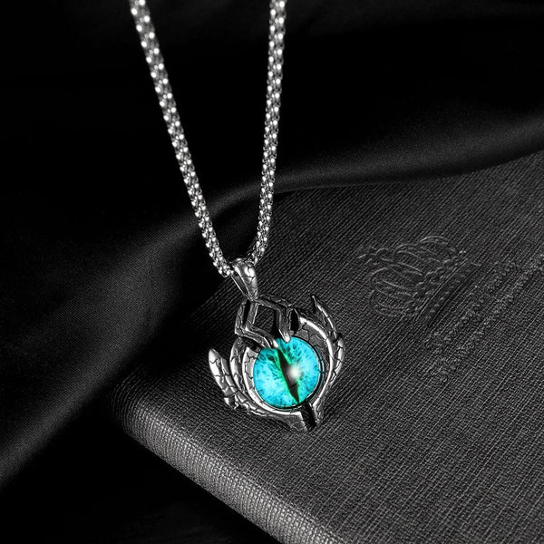 1926 Retro Demon Eyes Men Titanium Steel Necklace, Style: Pendant+4x70cm Matching Chain