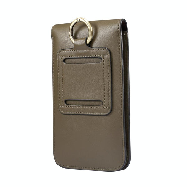 Lambskin Texture Men Phone Universal Double Lattice Waist Bag Leather Case, Size:S(Green)
