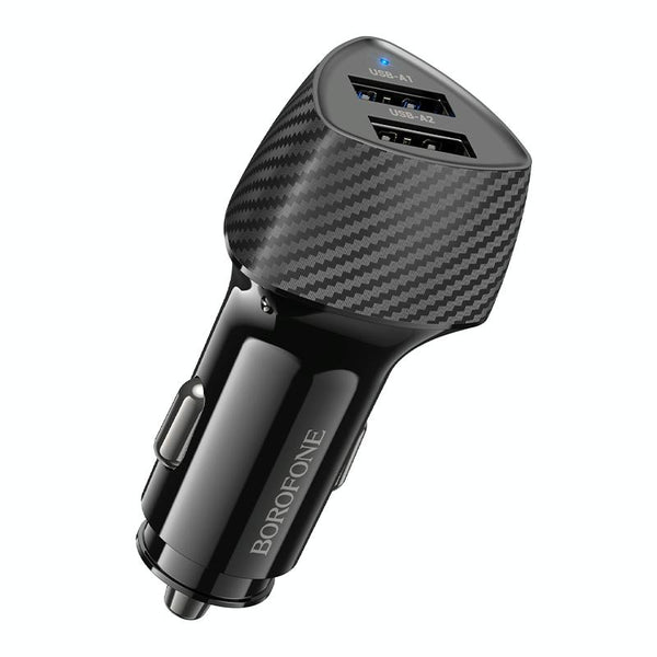 BOROFONE BZ31A Solid Dual-port USB Car Charger(Black)