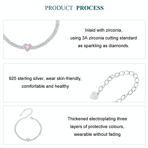 S925 Sterling Silver Plated White Gold Zirconia Ice Flower Love Bracelet(BSB167)