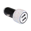 Diamond Car Dual USB Charge Mobile Phone Safety Hammer Charger(AB illusion)