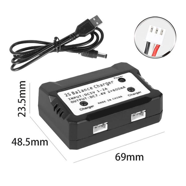 One-To-Two 7.4V Lithium Battery Overcharge Protection USB Charger With Light(XH-3P Plug)