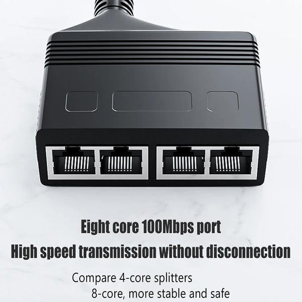 Male RJ45 4 in 1 100M Network Splitter Cable Ethernet Network Coupler