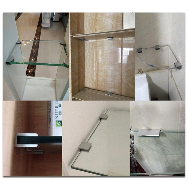 Double Hole Aluminum Alloy Glass Fixing Clip, L, 18mm