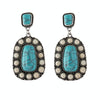 925 Antique Silver Plated Turquoise Earrings(Silver)