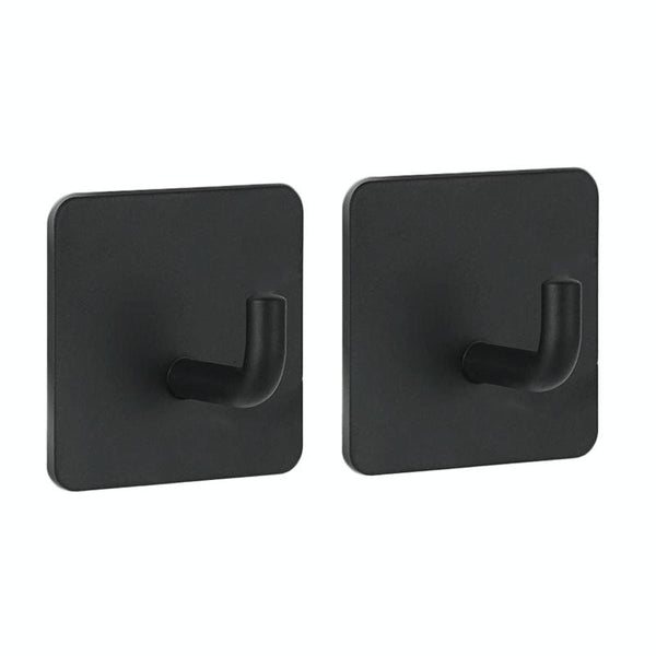2pcs Stainless Steel Hooks Kitchen Bathroom Storage Behind Door Hooks With Adhesive, Style: Square Black