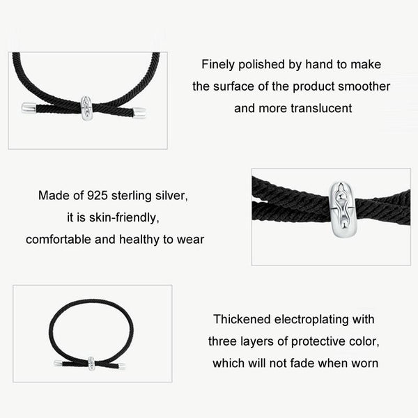 S925 Sterling Silver Platinum-plated Adjustable Basic Braided Bracelet(SCB268-BK)