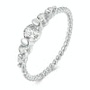 BSR344 Sterling Silver S925 White Gold Plated Bead Arrangement Zircon Ring(No.6)