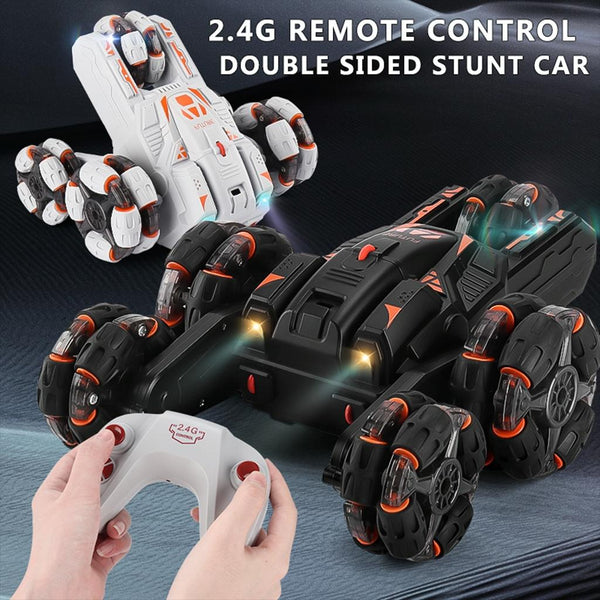 MoFun Five-wheeled Stunt Car 360-degree Swing Arm 2.4G Multifunctional RC Car, specifications:Double control(Grey)
