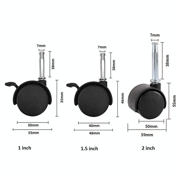 10pcs Swivel Furniture Casters Office Chair Baby Crib Sofa Wheel, Spec: 2 Inch Without Brake