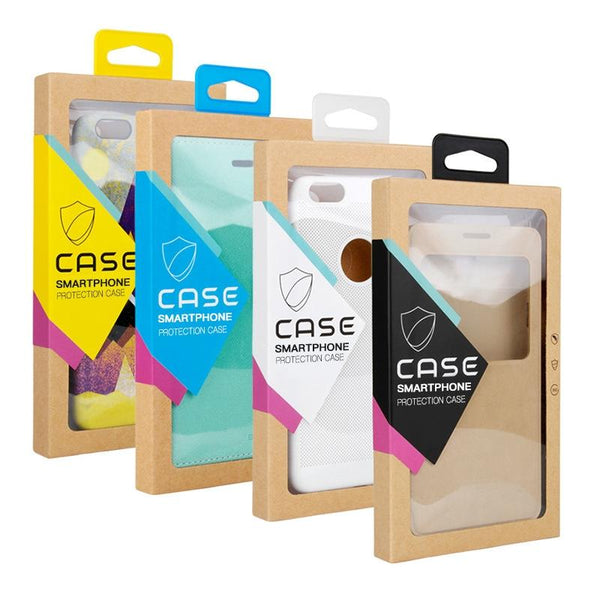 50 PCS Kraft Paper Phone Case Leather Case Packaging Box, Size:   L 5.8-6.7 Inch(Yellow)