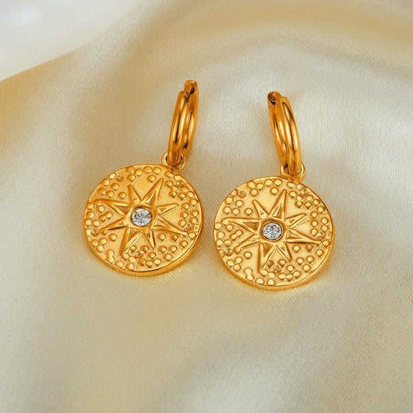 OPK GE917 1pair Simple Stainless Steel Round Plaque Earrings Vintage Temperament Earrings