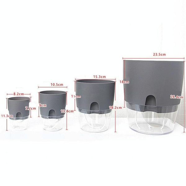 Transparent Plastic Double-Layer Water Storage Automatic Water-Absorbing Flowerpot, Size: A705 Caliber 10.5cm(White Transparent Basin)