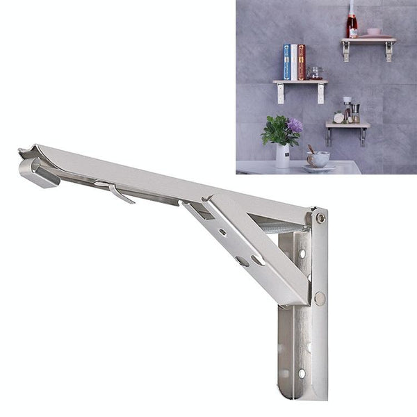 12 inch Wall-mounted Foldable Stainless Steel Spring Storage Shelf for Dining Table