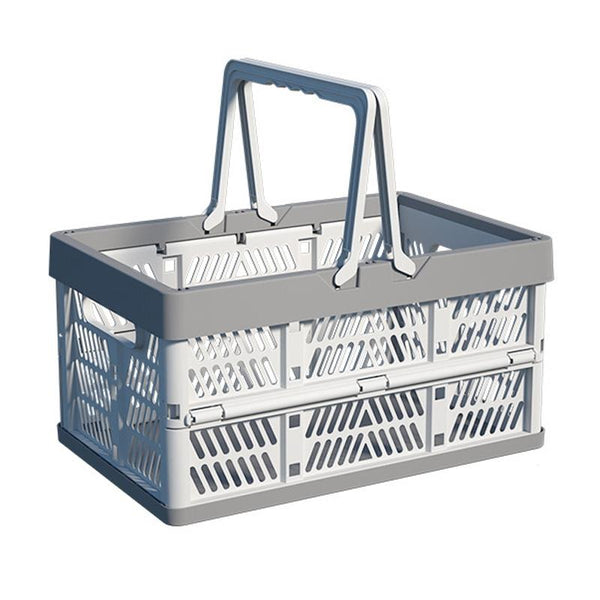 38x25x20cm Plastic Folding Storage Basket Shopping Basket Camping Storage Box With Handle(Gray)