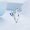 BSR338 Sterling Silver S925 White Gold Plated Blue Heart Deer Zirconia Ring(No.7)