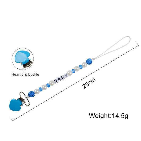 Infant Baby Pacifier Clip Chain Clay Crystal Anti-drop Heart Nipple Clip(Pink)