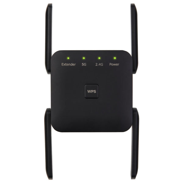 1200Mbps 2.4G / 5G WiFi Extender Booster Repeater Supports Ethernet Port Black UK Plug
