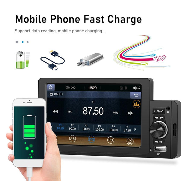 A3107 5 inches Car MP5 Wired CarPlay Universal Bluetooth Player With Microphone, Style: Standard+ 4 Lights Camera