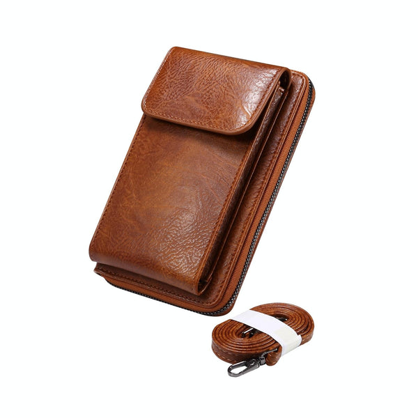 Elephant Pattern Multifunctional Cross Bag Phone Case(Brown)