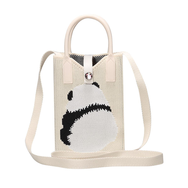 Panda Knitted Mini Crossbody Phone Bag For 6.9 inch and Below Phones(White)